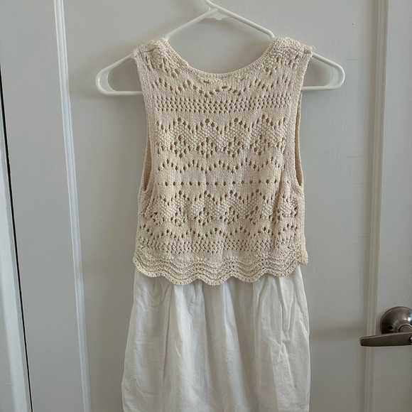 Anthropologie Cream Crochet Layered Tank Top - Picture 4 of 5
